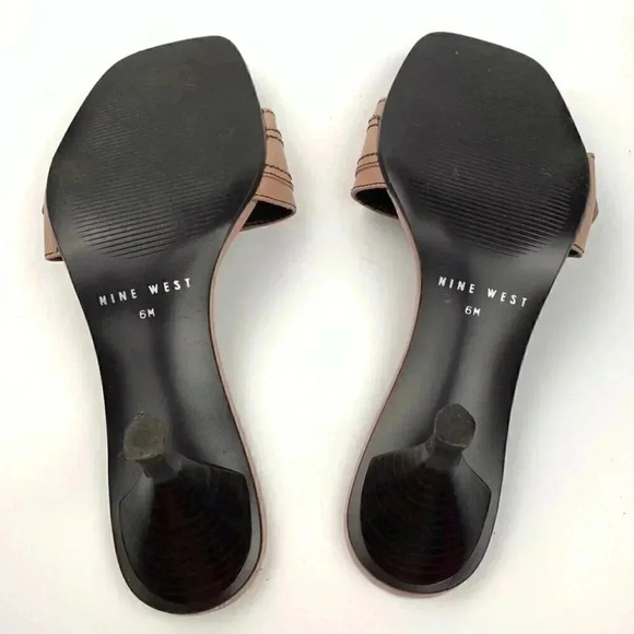 Nine West Yara heels sz 6 mauve pink leather square toe slides vintage 90s y2k - Picture 6 of 11